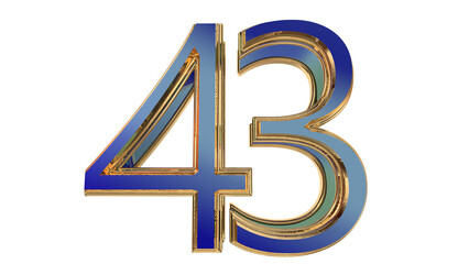 Blue gold 3d number element for design