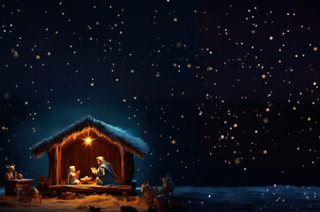 Christmas Nativity with Copy Space created with Generative AI technology