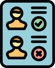 Poster - Approved babysitter icon outline vector. Childcare service. Video daycare color flat