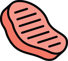 Sticker - Meat steak icon outline vector. Pork lamb. Raw food color flat
