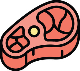 Poster - Steak meat icon outline vector. Pork lamb. Raw food color flat