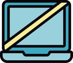 Poster - No laptop use icon outline vector. Digital detox. Social smartphone color flat