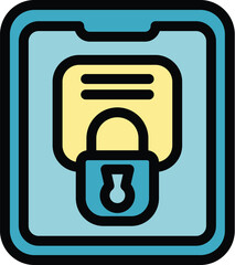 Poster - Lock tablet icon outline vector. Digital detox. Internet mobile color flat