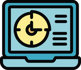 Poster - Laptop freedom icon outline vector. Digital detox. Social media color flat