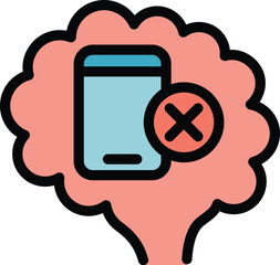 Poster - Phone mind icon outline vector. Digital detox. Social media color flat