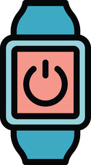 Poster - Turn off smartwatch icon outline vector. Digital detox. Social media color flat