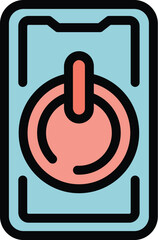 Poster - Turn off phone icon outline vector. Digital media. Digital detox color flat