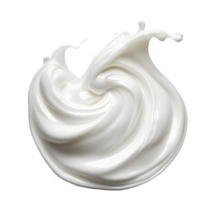 Yogurt wave swirl splash isolated on a transparent background.