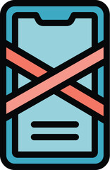 Poster - Phone detox icon outline vector. Digital media. Door break color flat