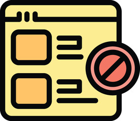 Poster - Web block icon outline vector. Digital detox. Social media color flat