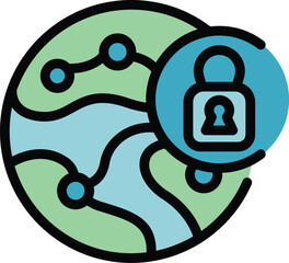 Poster - Global digital detox icon outline vector. Social media. Break mobile color flat