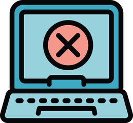 Poster - No laptop info icon outline vector. Digital detox. Social phone color flat