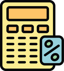Poster - Finance calculator icon outline vector. Bank money. Building investment color flat
