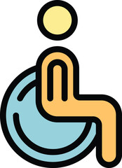 Poster - Wheelchair toilet icon outline vector. Wc restroom. Public room color flat