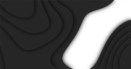 Poster - Black cutted abstract background pattern of lines and waves