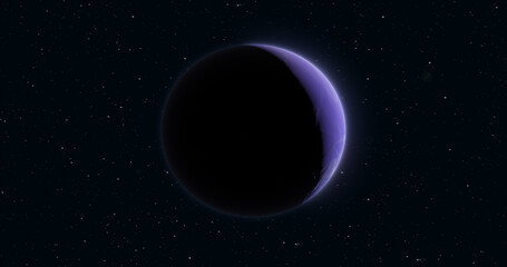 Wall Mural - abstract blue space futuristic planet round sphere against the background of stars