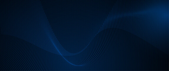 Aufkleber - Vector abstract cyberspace and blue line pattern movement, graphic design over dark blue space background. Illustration futuristic connection, hi tech, energy digital technology concept for background