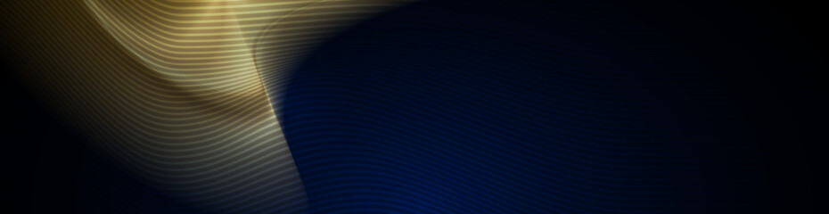 Aufkleber - Vector illustration design. Bright gold wave, wavy line pattern. Abstract motion of curve lines, light shiny, glow effect. Element graphic design for technology banner template, wallpaper background