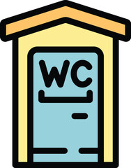 Poster - Sign toilet icon outline vector. Gender room. Wc restroom color flat