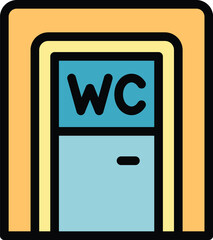 Poster - Public wc door icon outline vector. Toilet room. Male boy color flat