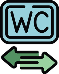 Poster - Wc direction icon outline vector. Public toilet. Room female color flat