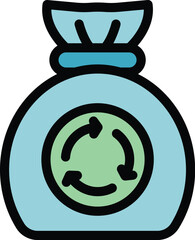 Poster - Garbage sack icon outline vector. Chemical waste. Plastic recycling color flat