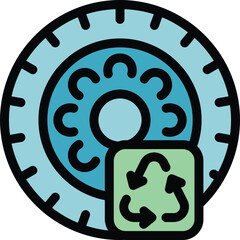 Poster - Recycling metal icon outline vector. Garbage waste. Program plant color flat