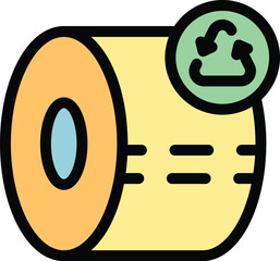 Poster - Recycle paper roll icon outline vector. Plastic recycling. Waste chemical color flat