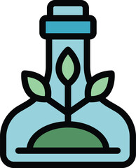 Poster - Bottle recycling icon outline vector. Factory waste. Program disponsal color flat