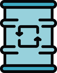 Poster - Oil barrel recycling icon outline vector. Chemical waste. Plastic program color flat