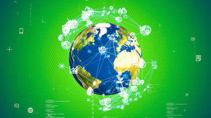 Aufkleber - Planet earth and environment network concept. Green tech.