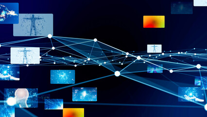 Aufkleber - Digital contents and communication network concept.