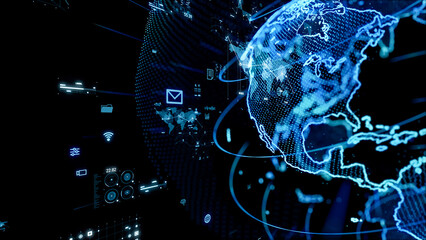 Poster - Planet earth and communication network concept.