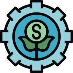 Poster - Grow finance business icon outline vector. Success growth. Strategy work color flat