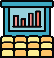 Poster - Conference icon outline vector. Business incubator. Idea startup color flat