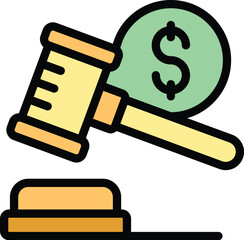 Poster - Finance gavel icon outline vector. Business idea. Creative service color flat