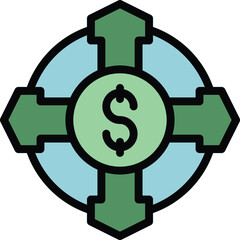 Poster - Business direction icon outline vector. Success idea. Plant investor color flat