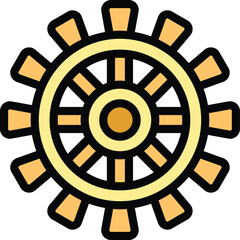 Poster - Business steering wheel icon outline vector. Startup idea. People progress color flat