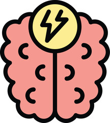 Sticker - Brainstorming icon outline vector. Business idea. Work person color flat
