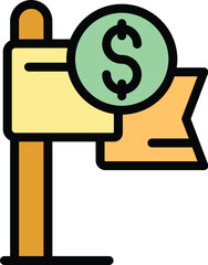 Poster - Money flag icon outline vector. Idea startup. Creative finance color flat