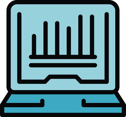Poster - Laptop success icon outline vector. Startup business. Finance creative color flat