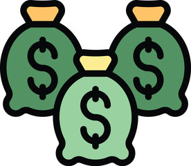 Poster - Money bags icon outline vector. Idea startup. Work creative color flat