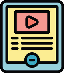 Poster - Video course icon outline vector. Training seminar. Learn school color flat