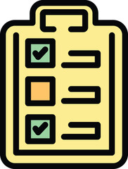 Poster - Clipboard learn icon outline vector. Training course. Class webinar color flat
