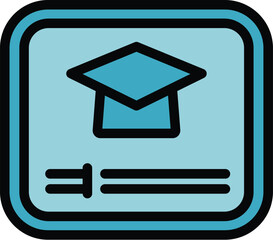 Poster - Video lesson icon outline vector. Study course. Seminar success color flat