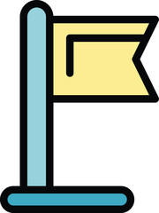 Poster - Course flag icon outline vector. Education seminar. Online school color flat
