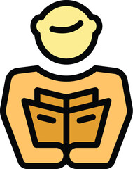 Poster - Teacher learn icon outline vector. Seminar course. Student internet color flat