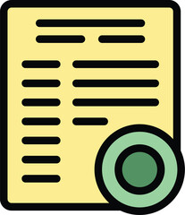 Poster - Diploma learn icon outline vector. Seminar training. School online color flat