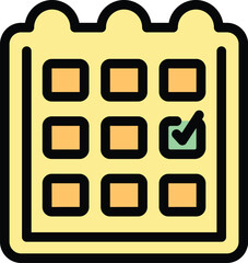 Poster - Calendar course icon outline vector. Training seminar. School teacher color flat