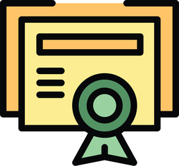 Poster - Course diploma icon outline vector. Seminar training. Web coach color flat